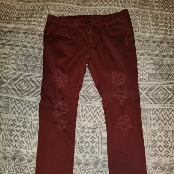 Machine Pants - Burgundy Stretchy "jeans"